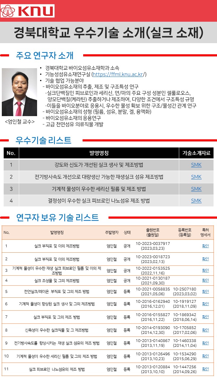 경북대학교 우수기술 소개(실크 소재)